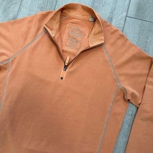 Tommy Bahama Stretchable  Men's Orange 1/4  Zip Pullover Style Stitching Size M